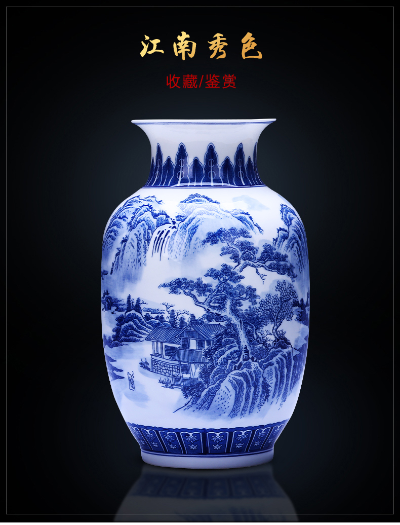 Jingdezhen porcelain ceramic thin body of blue and white porcelain vases, flower arrangement sitting room porch place, a new Chinese style household ornaments