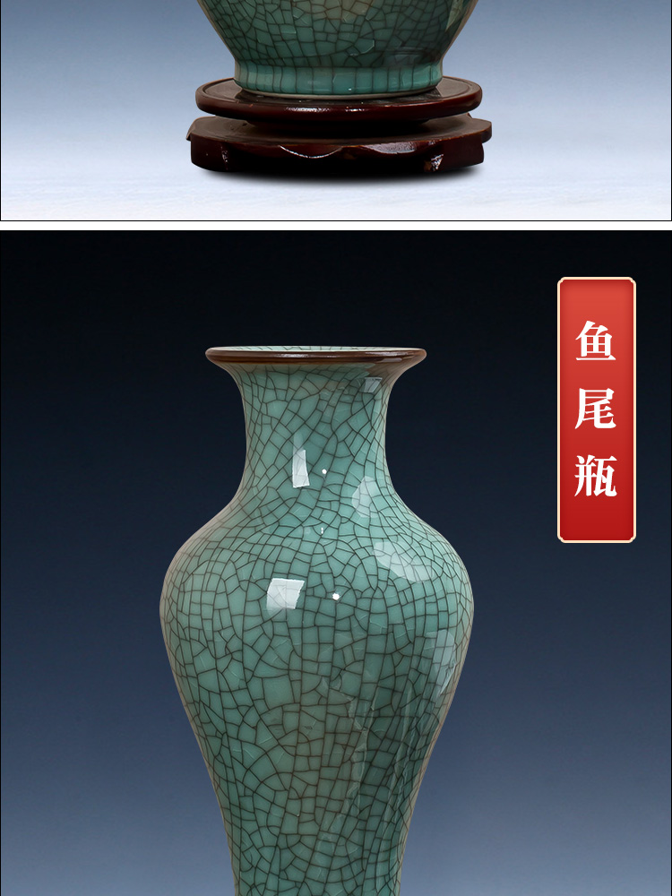Jingdezhen ceramic crack glaze vase archaize up furnishing articles rich ancient frame flower arranging Chinese style restoring ancient ways household ornaments