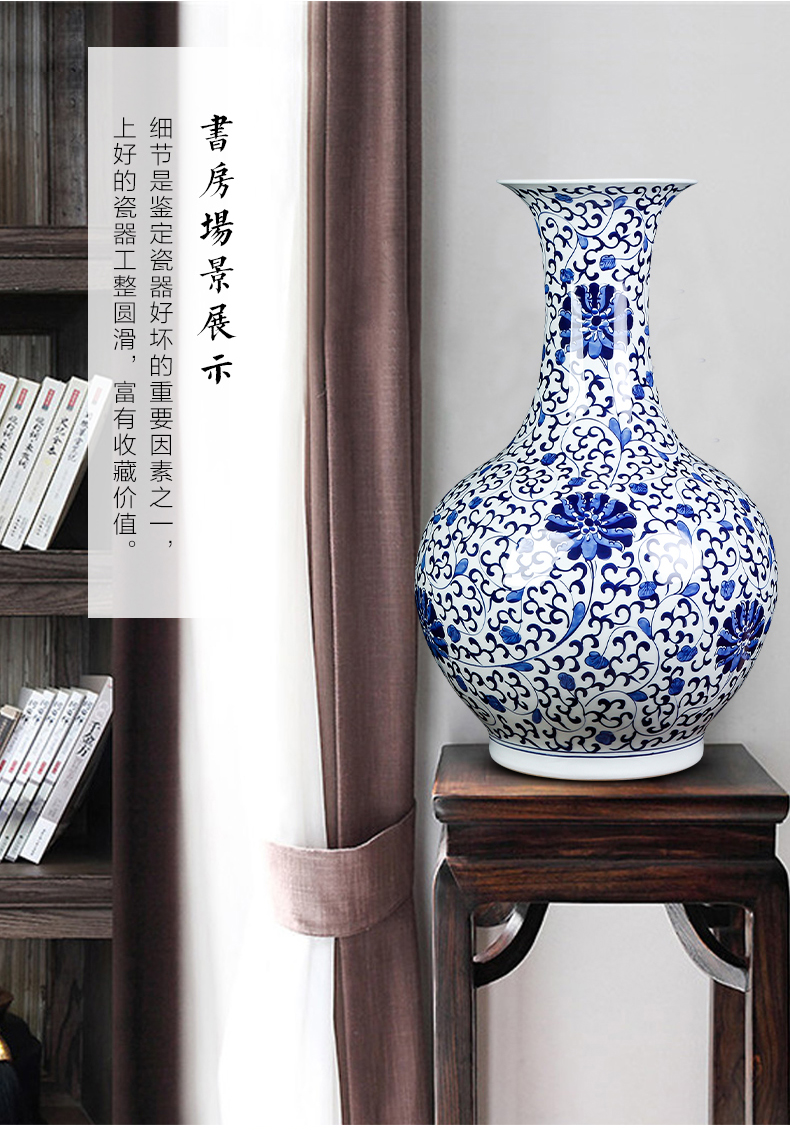 Hand the blue and white porcelain of jingdezhen chinaware lotus pattern be born large vases, Chinese style household porcelain furnishing articles sitting room