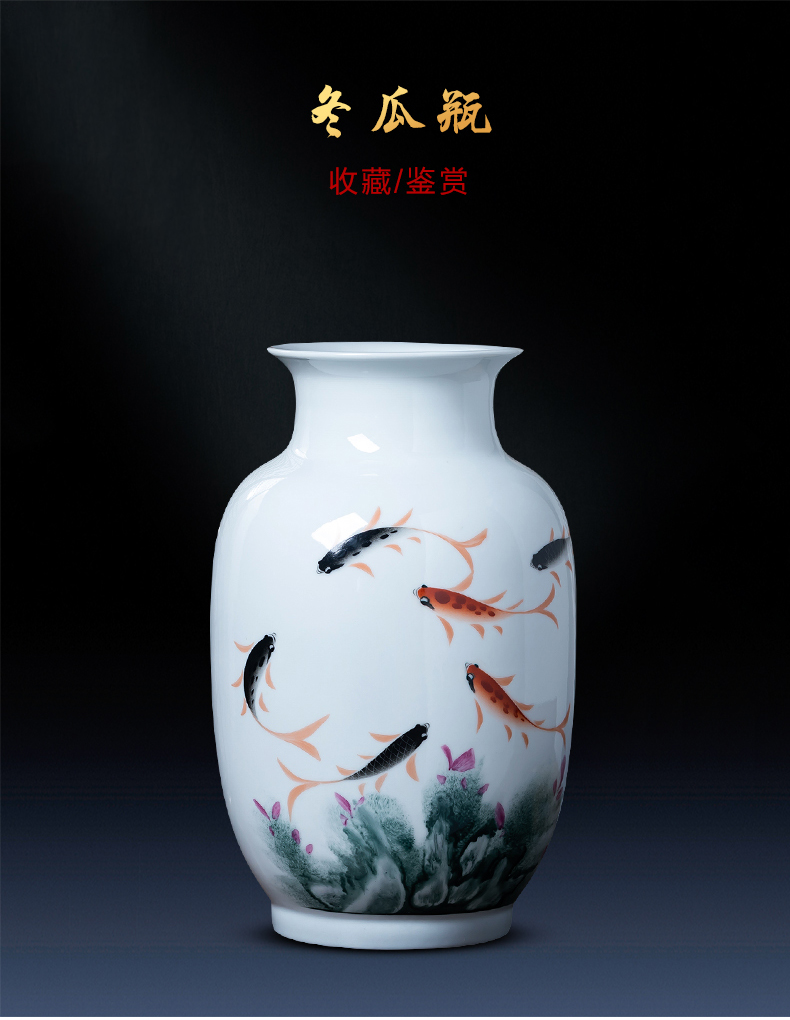 Jingdezhen porcelain ceramic hand - made enamel vase flower arranging place of new Chinese style household living room TV cabinet decoration