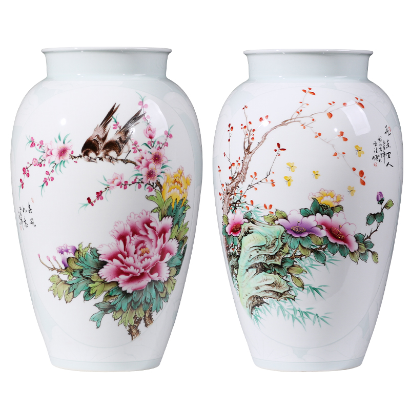 Jingdezhen porcelain ceramic hand - made pastel big vases, new Chinese style household living room TV ark adornment furnishing articles