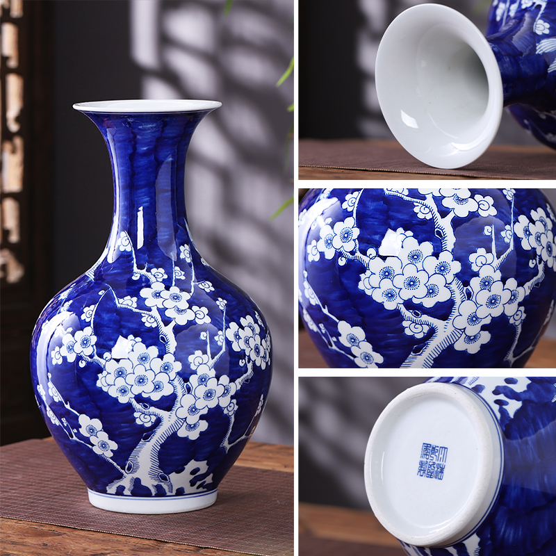 Jingdezhen porcelain ceramic blue and white porcelain vases, flower arranging place, Chinese style household living room TV cabinet decoration decoration