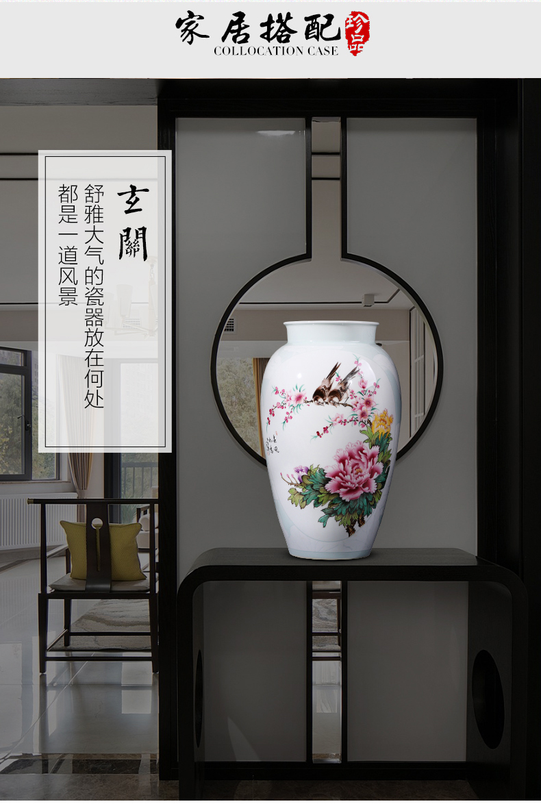 Jingdezhen porcelain ceramic hand - made pastel big vases, new Chinese style household living room TV ark adornment furnishing articles