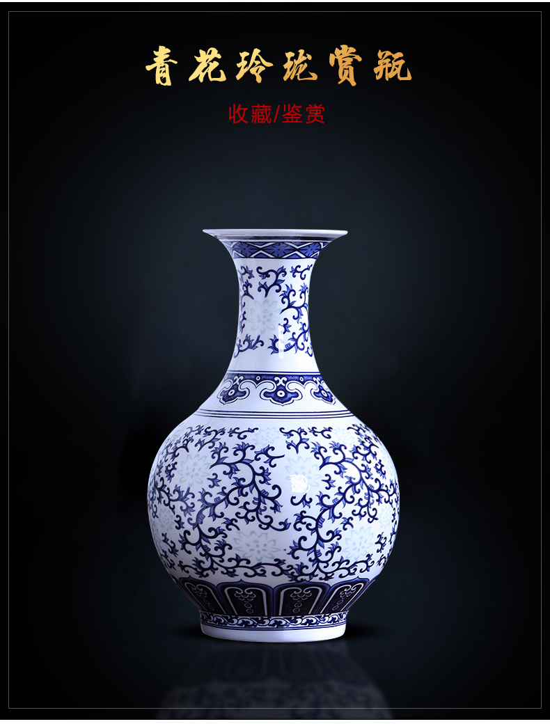 Jingdezhen porcelain ceramic thin foetus and exquisite ipads porcelain vase of blue and white porcelain of new Chinese style home sitting room adornment is placed