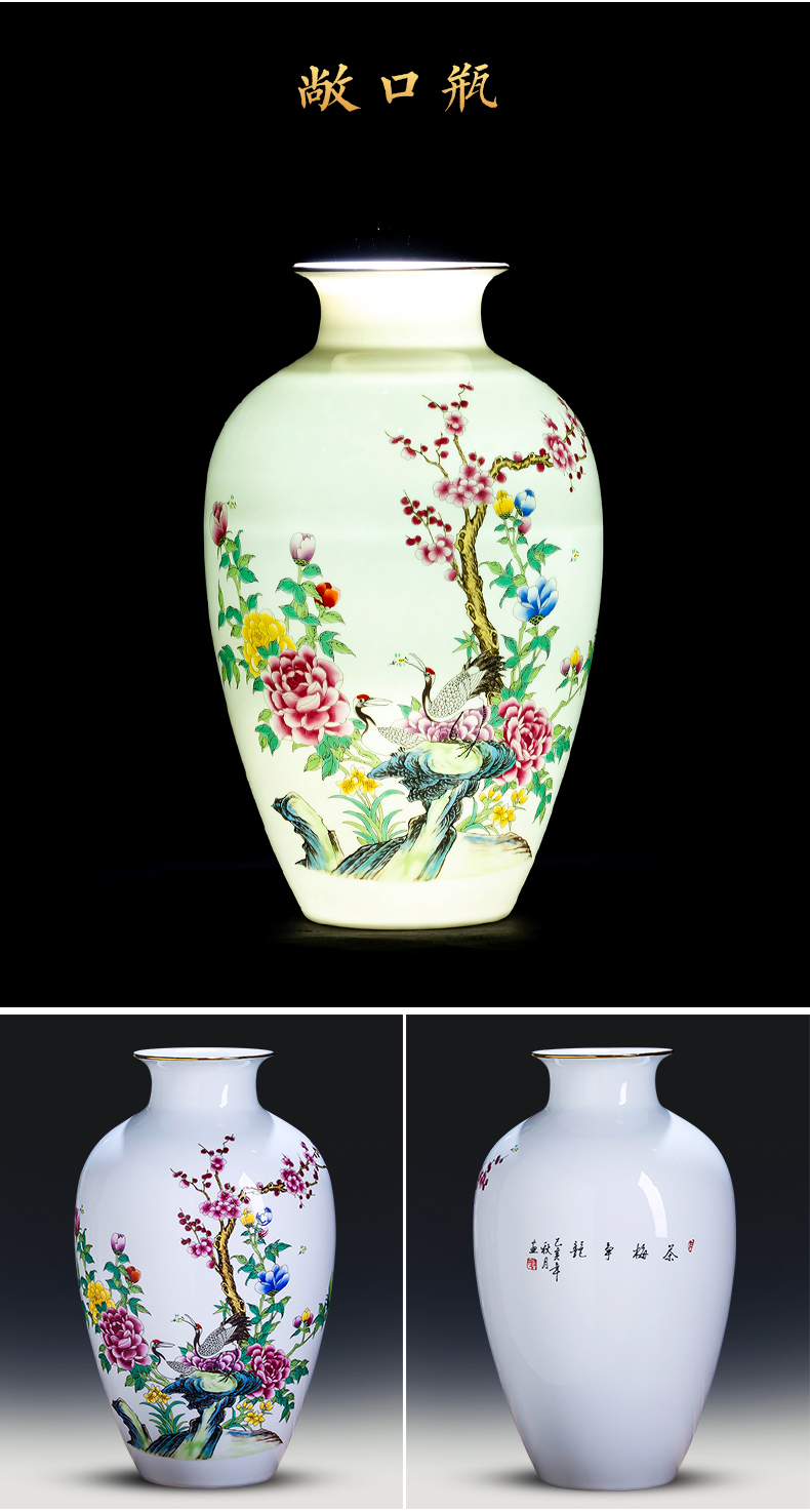 Jingdezhen porcelain ceramic powder enamel thin body new Chinese style household vase living room TV ark, flower adornment furnishing articles