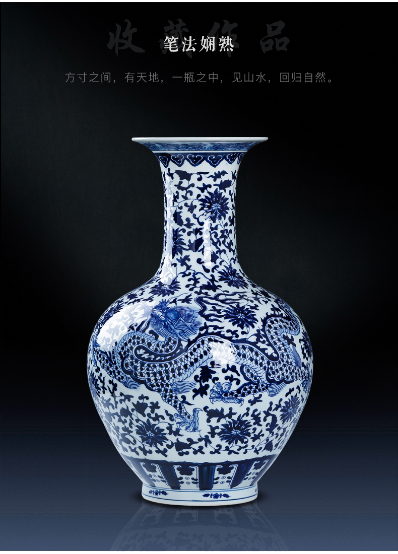 Jingdezhen blue and white porcelain vase ceramics large vases, new Chinese style household living room TV ark adornment furnishing articles