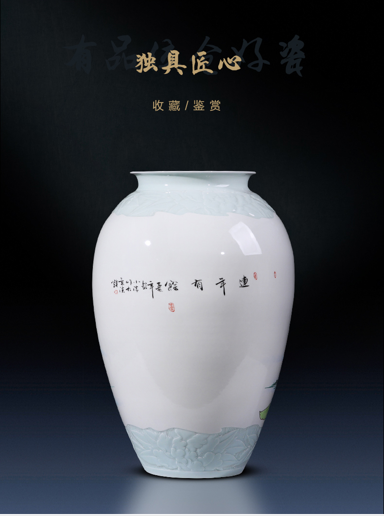 Jingdezhen porcelain ceramic hand - made pastel big vases, new Chinese style household living room TV ark adornment furnishing articles