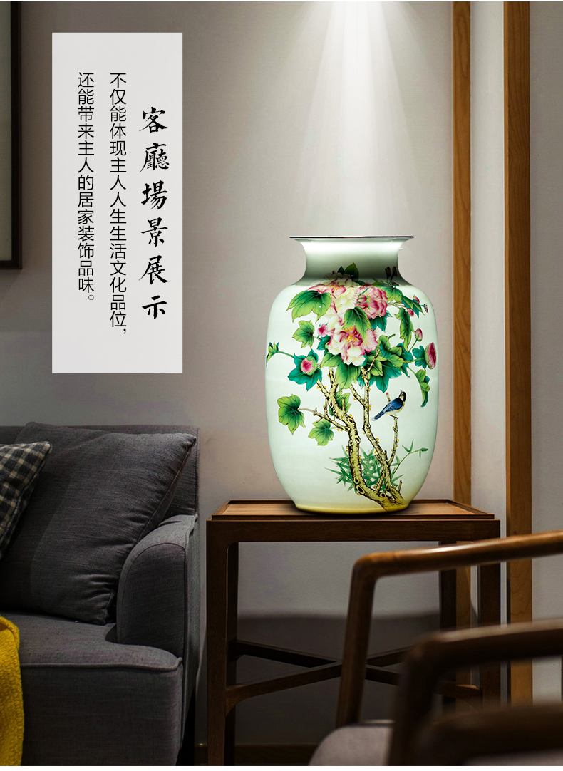 Jingdezhen ceramics powder enamel thin body new Chinese style household wealth vase furnishing articles flower arrangement sitting room adornment