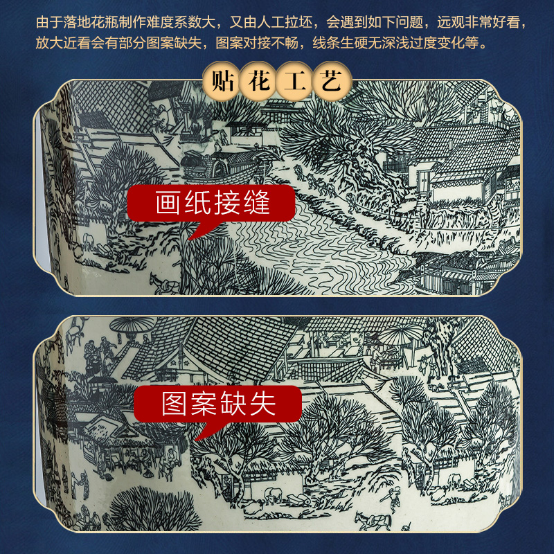 Jingdezhen ceramics archaize crack qingming scroll oversized ground vase furnishing articles home sitting room adornment