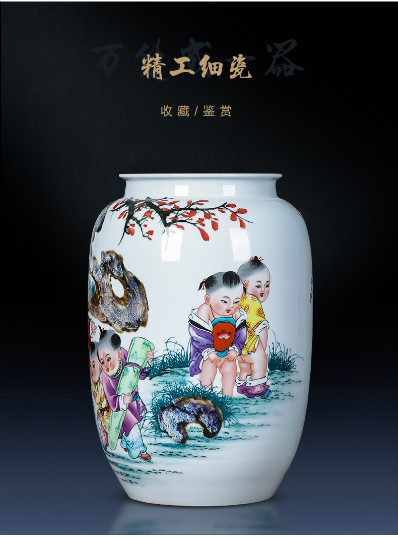 Jingdezhen porcelain ceramic up hand - made vases furnishing articles of new Chinese style household living room TV cabinet decoration decoration