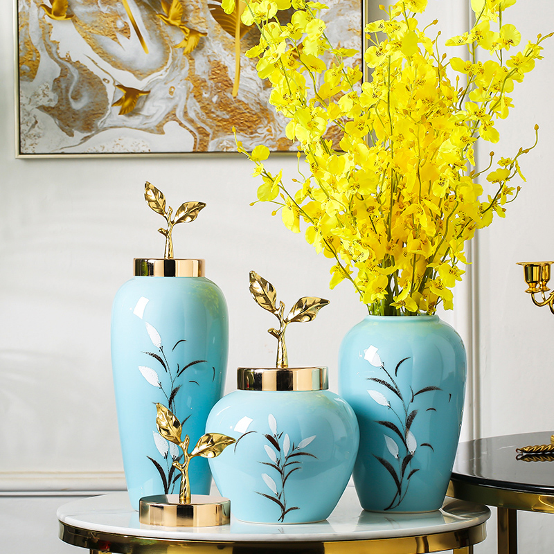 Jingdezhen ceramics vase furnishing articles simulation flower flower modern new Chinese style household living room TV cabinet decoration
