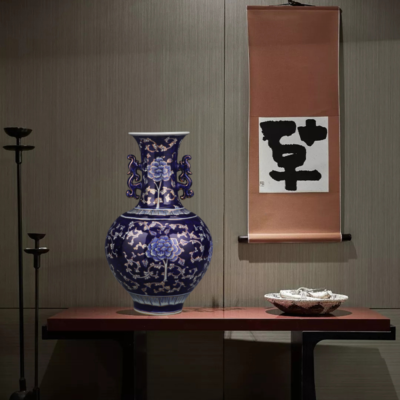 Jingdezhen ceramics hand - made paint large blue and white porcelain vase light modern key-2 luxury home sitting room adornment is placed