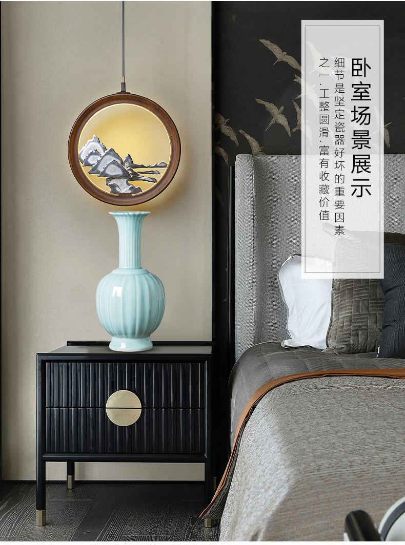 Jingdezhen porcelain ceramic imitation the qing yongzheng blue glaze ears of new Chinese style household adornment furnishing articles porcelain vase