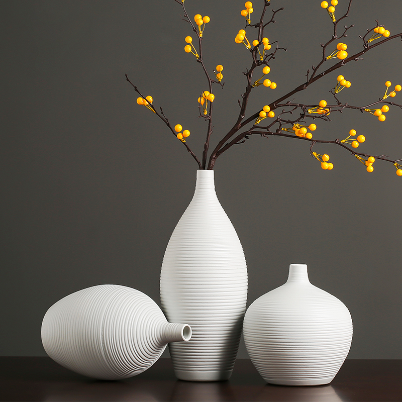 White ceramic vase furnishing articles modern creative simple Chinese flower arranging dried flowers sitting room home TV ark, adornment