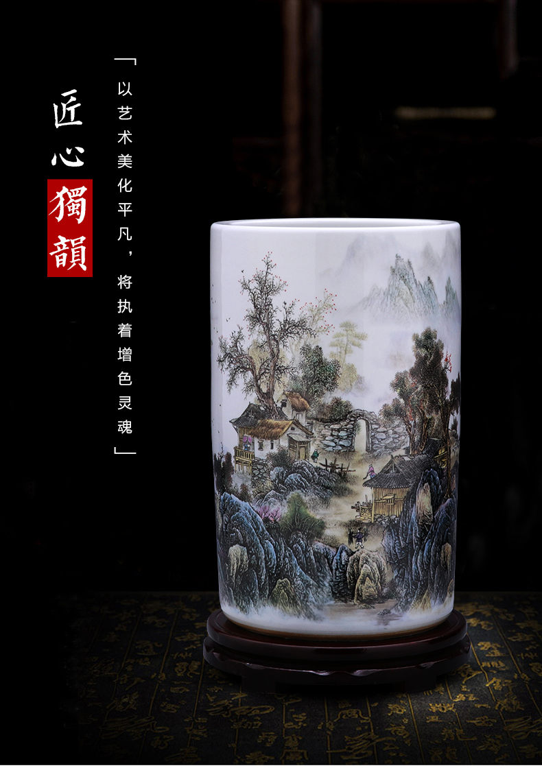 Jingdezhen ceramics quiver vase painting scroll calligraphy and painting receives landing a large sitting room home decoration furnishing articles