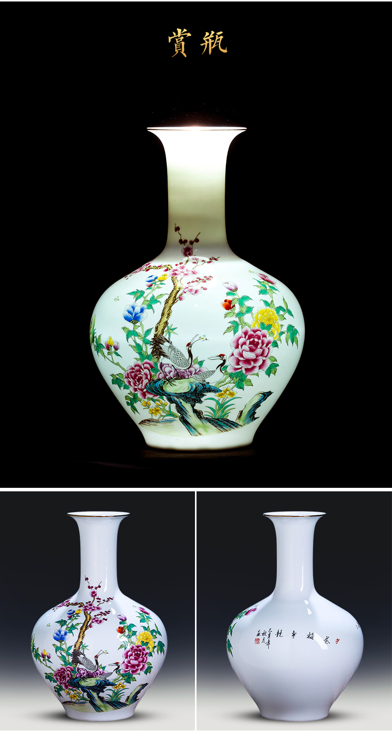 Jingdezhen porcelain ceramic powder enamel thin body new Chinese style household vase living room TV ark, flower adornment furnishing articles