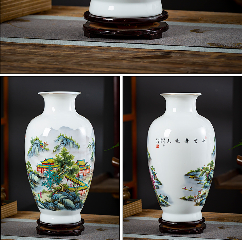 Jingdezhen ceramics powder enamel thin body landscape painting vases, flower arranging furnishing articles sitting room adornment of Chinese style household porcelain