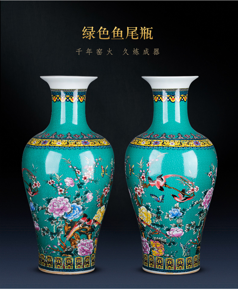 Jingdezhen porcelain ceramic colored enamel flower vase large landing place, a new Chinese style home sitting room adornment