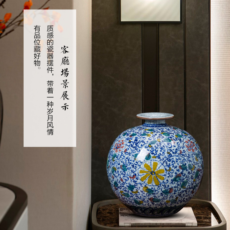 Jingdezhen porcelain hand archaize ceramic up vases, new Chinese style household living room TV ark adornment furnishing articles