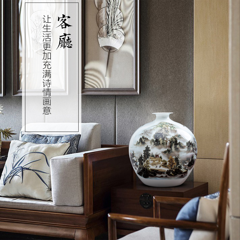 Jingdezhen ceramics powder enamel vase furnishing articles lucky bamboo idea gourd bottle sitting room of Chinese style household flower decorations