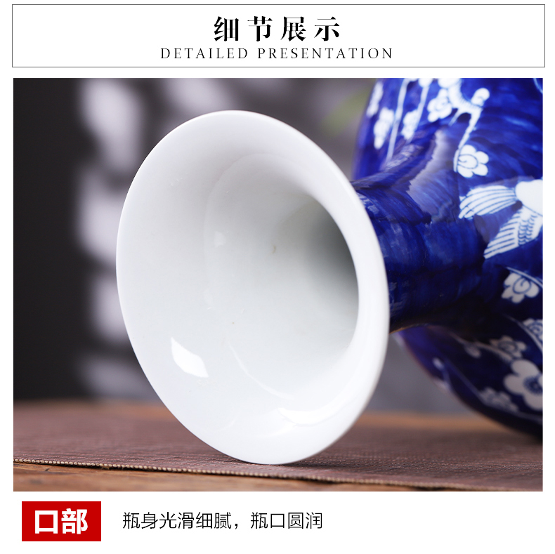 Jingdezhen porcelain ceramic blue and white porcelain vases, flower arranging place, Chinese style household living room TV cabinet decoration decoration