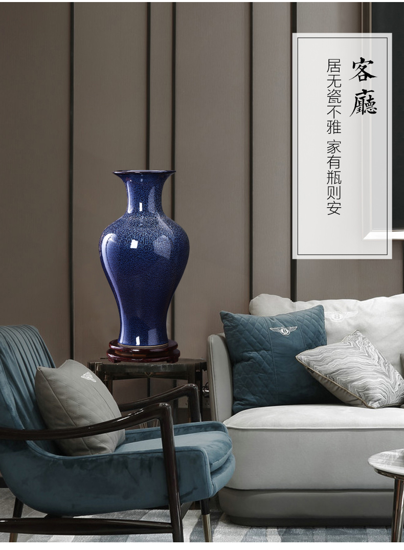 Jingdezhen porcelain ceramic up blue vase flower arranging place of new Chinese style household living room TV cabinet decoration