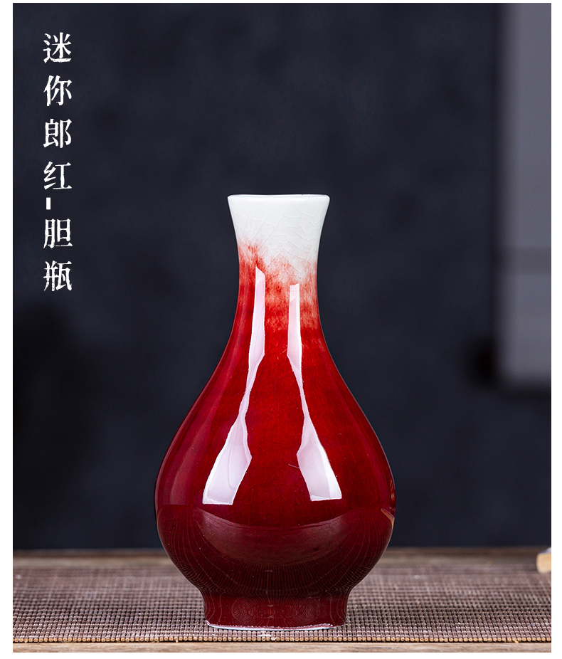 The Mini jingdezhen ceramics up with ruby red floret bottle creative hydroponic flower arranging place to live in tea table decorations