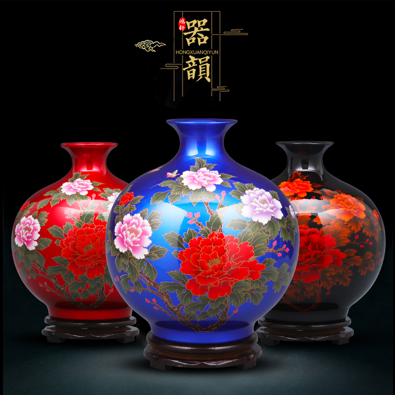 Jingdezhen porcelain ceramic glaze crystal vases, flower arranging furnishing articles furnishing articles of modern home living room TV ark, adornment
