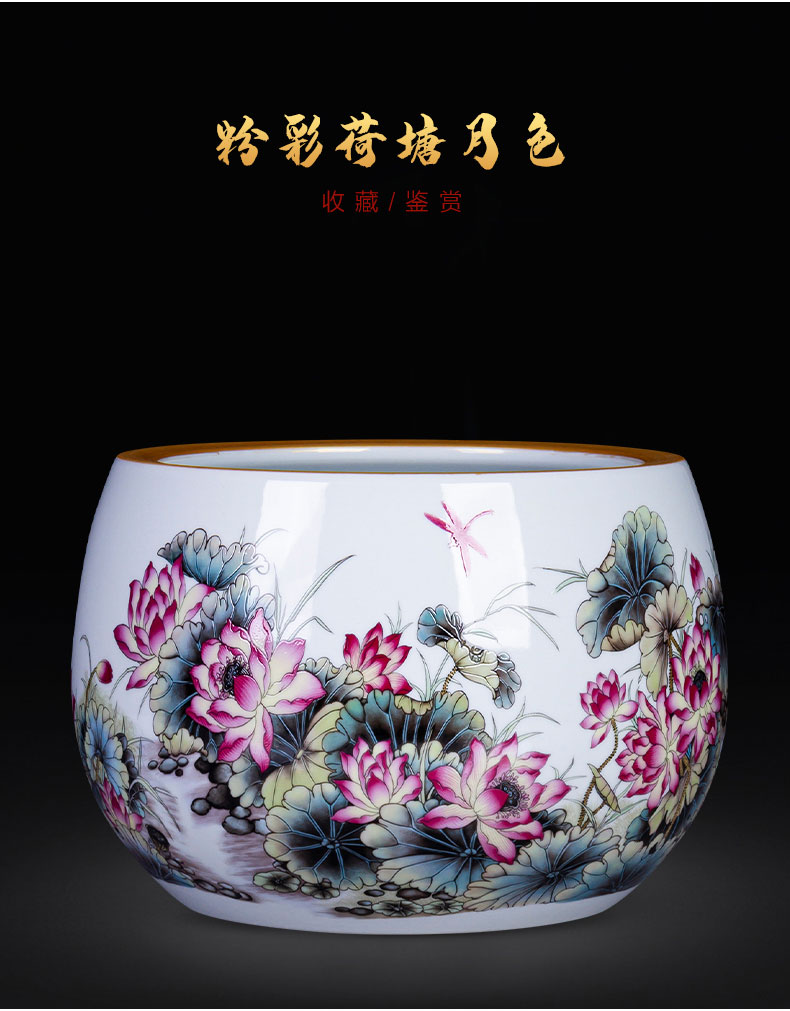 Jingdezhen ceramics powder enamel cornucopia aquarium TV cabinet office desktop decoration of Chinese style household furnishing articles