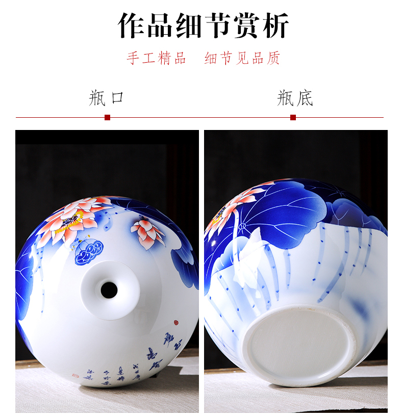 Hand the blue and white porcelain in jingdezhen porcelain ceramic vase is placed the new Chinese style household living room TV cabinet decoration