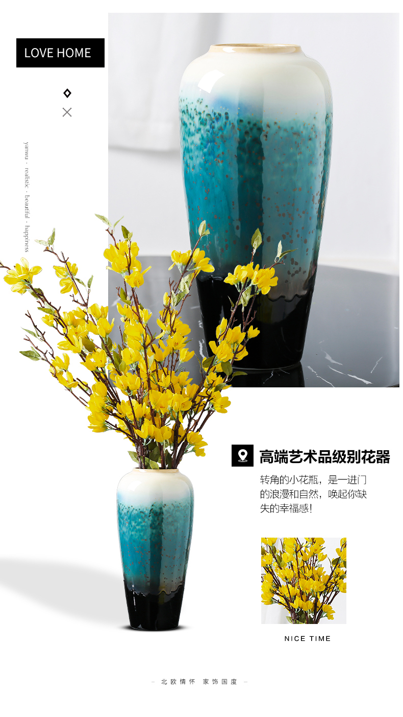 Jingdezhen ceramics dried flower vase furnishing articles flower arrangement sitting room decoration of Chinese style household TV cabinet table decorations