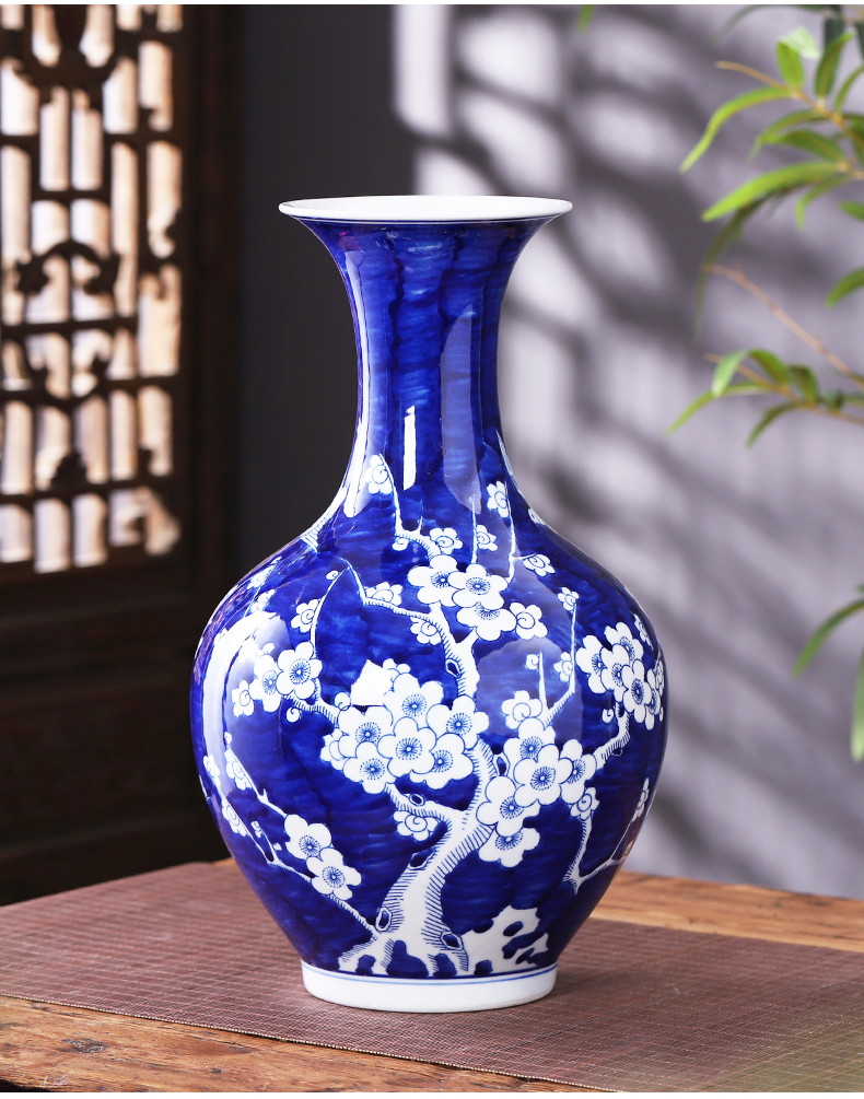 Jingdezhen porcelain ceramic blue and white porcelain vases, flower arranging place, Chinese style household living room TV cabinet decoration decoration