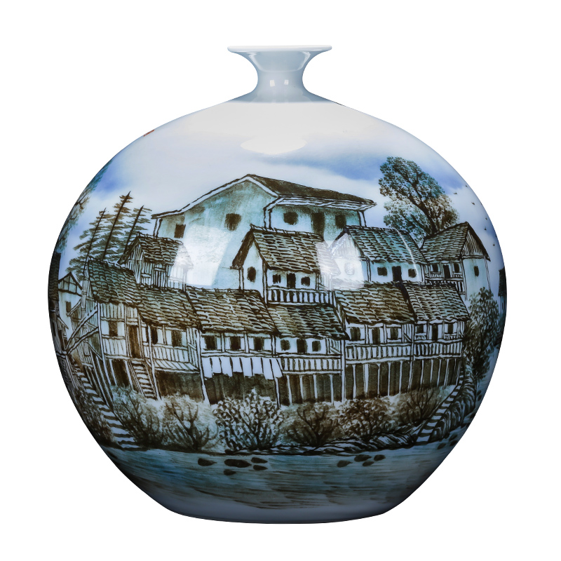 Jingdezhen ceramics hand - made color under the glaze of blue and white porcelain vase living room TV cabinet decoration of Chinese style household furnishing articles