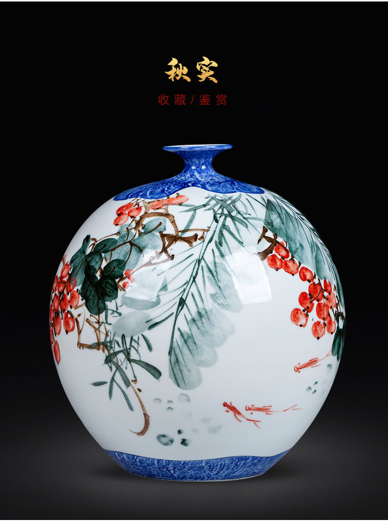 Hand draw freehand brushwork in traditional Chinese jingdezhen ceramics pomegranate round bottle vase furnishing articles sitting room of Chinese style household flower decorations