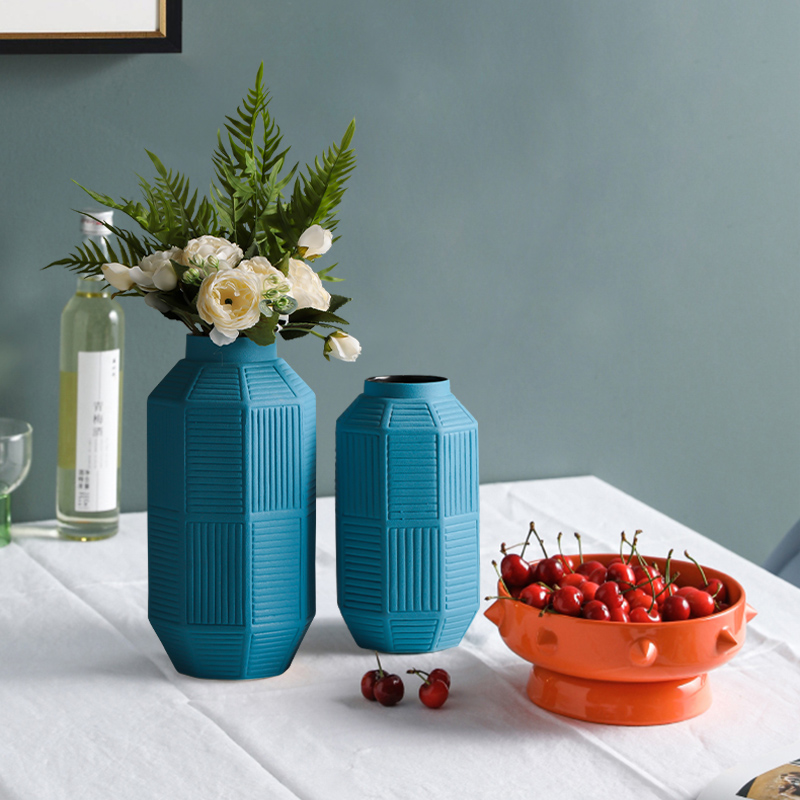 The Nordic creative dry flower vases, ceramic blue flower arranging home TV ark adornment contracted The sitting room porch place