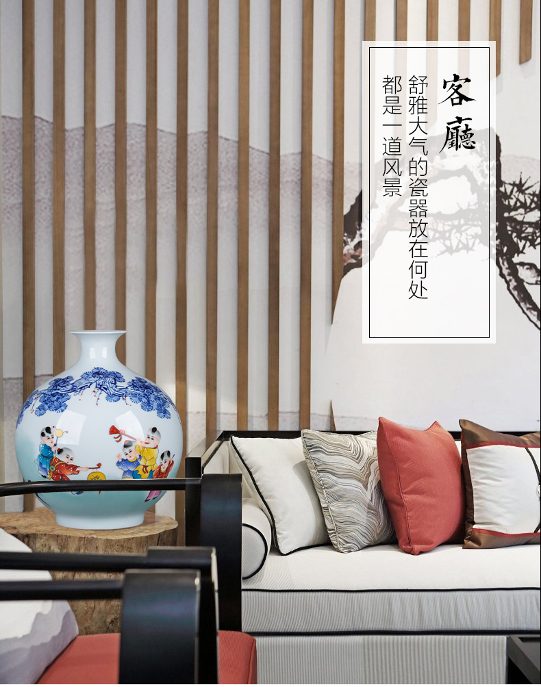 Jingdezhen porcelain ceramic flower arranging new Chinese style household furnishing articles hand - made of blue and white porcelain vase, the sitting room porch decoration