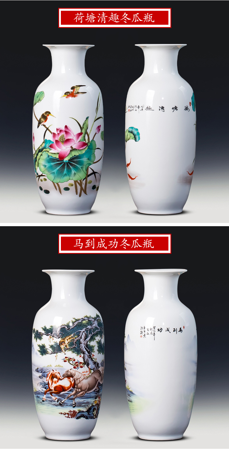 Jingdezhen blue and white ceramics pastel landscape of new Chinese style household vase furnishing articles sitting room TV cabinet decoration