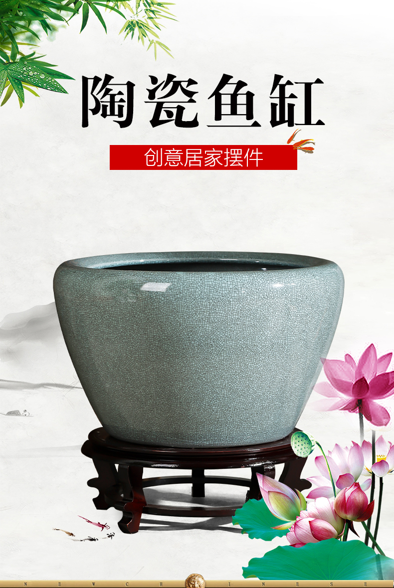 Jingdezhen ceramics basin of archaize goldfish turtle cylinder extra large water lily cylinder courtyard sitting room adornment is placed