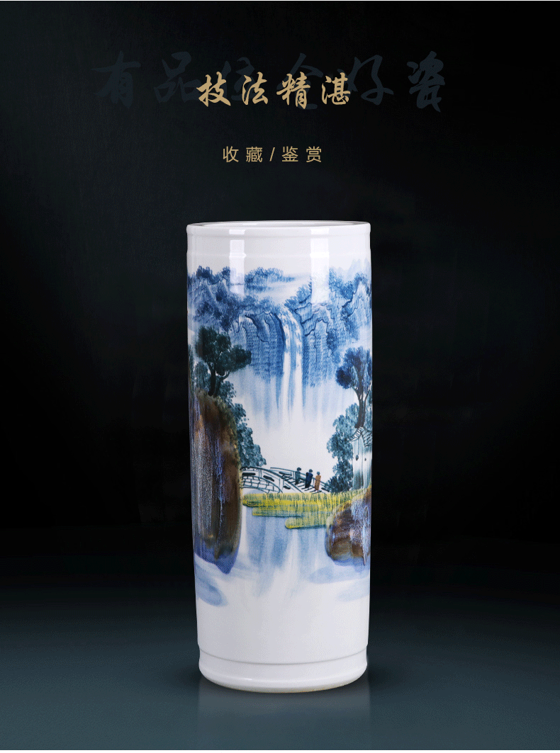 Jingdezhen ceramics hand - made landed straight quiver big vase furnishing articles of new Chinese style household adornment TV ark