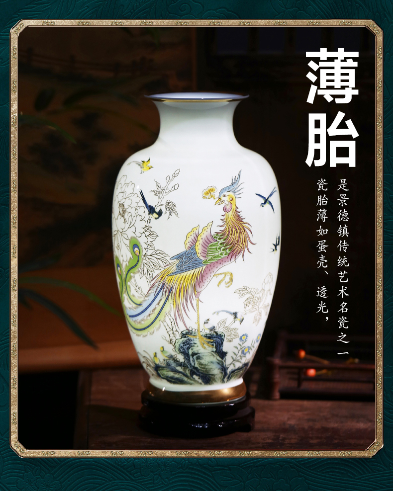 Jingdezhen porcelain ceramic hand - made paint longfeng vase is placed the new Chinese style household living room TV cabinet decoration