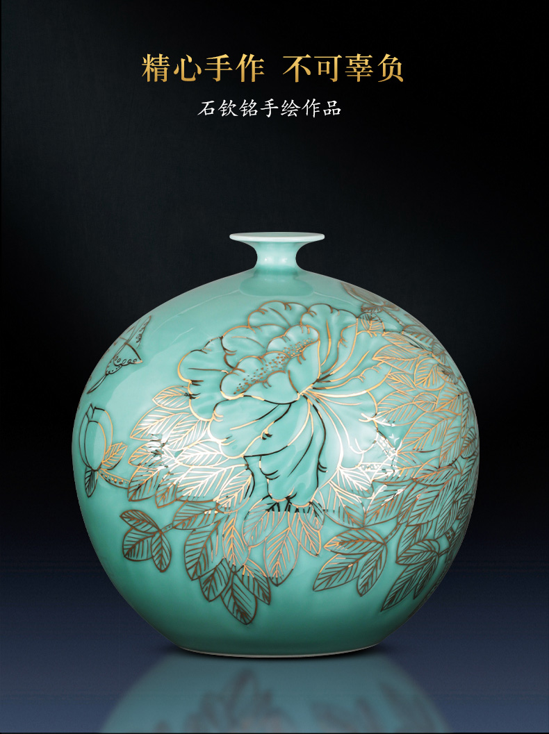 Jingdezhen ceramics vase hand - made large shadow blue paint pomegranate bottles of the sitting room of Chinese style household adornment furnishing articles