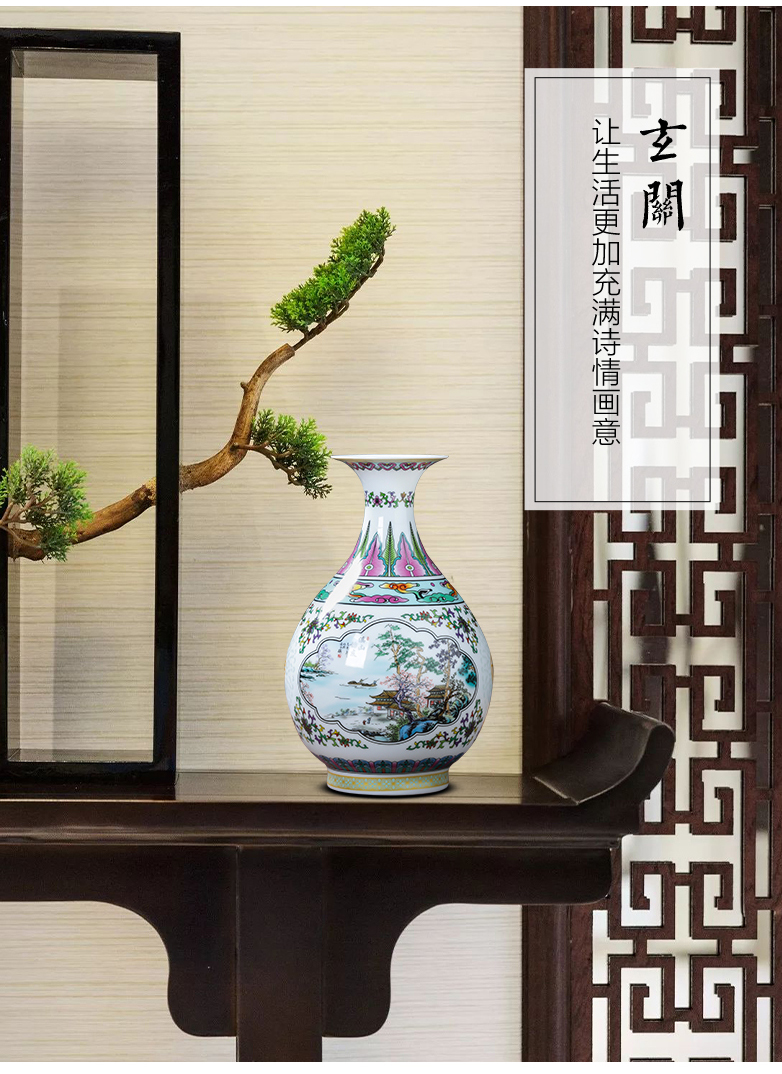 Floret bottle of blue and white porcelain of jingdezhen ceramics and exquisite furnishing articles of modern Chinese style household living room TV cabinet decoration