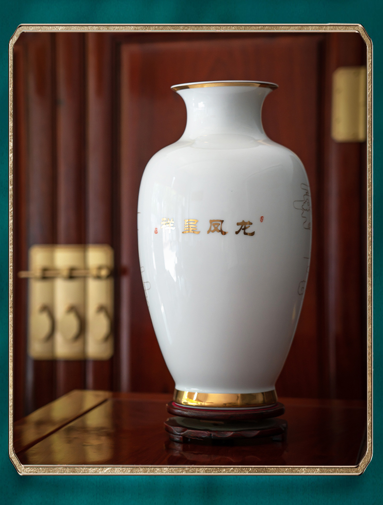 Jingdezhen porcelain ceramic hand - made paint longfeng vase is placed the new Chinese style household living room TV cabinet decoration