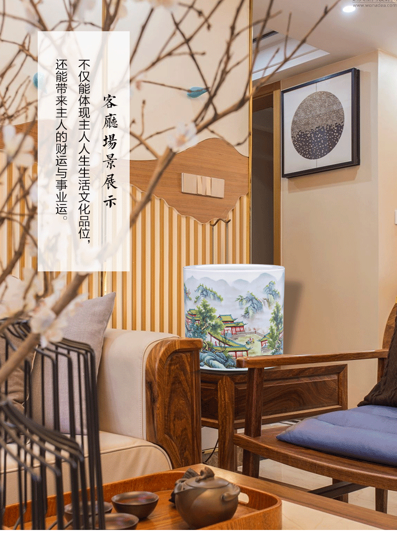 Modern Chinese jingdezhen ceramics powder enamel vase furnishing articles calligraphy cylinder home sitting room adornment ornament