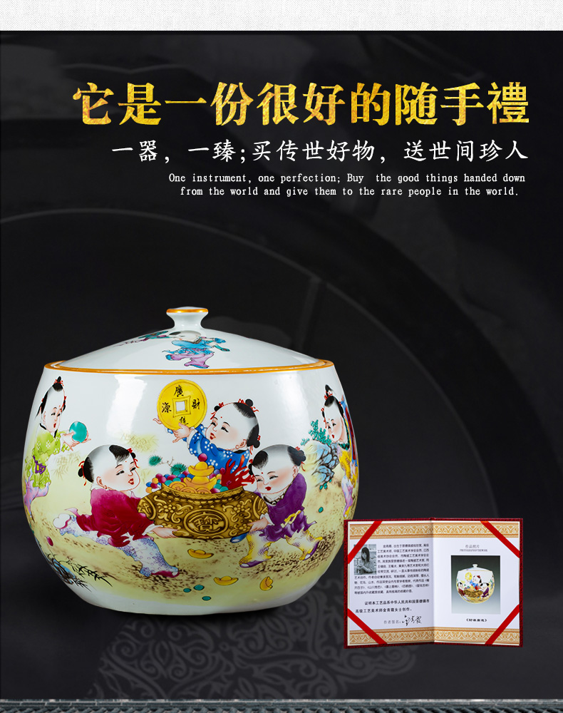 Jingdezhen ceramics a thriving business with cover storage tank tea POTS sealed large moistureproof mildew household