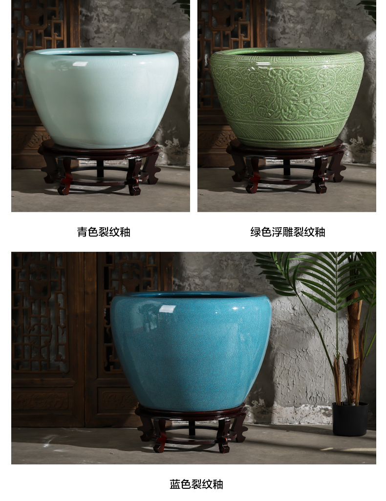 Jingdezhen ceramics basin of archaize goldfish turtle cylinder extra large water lily cylinder courtyard sitting room adornment is placed