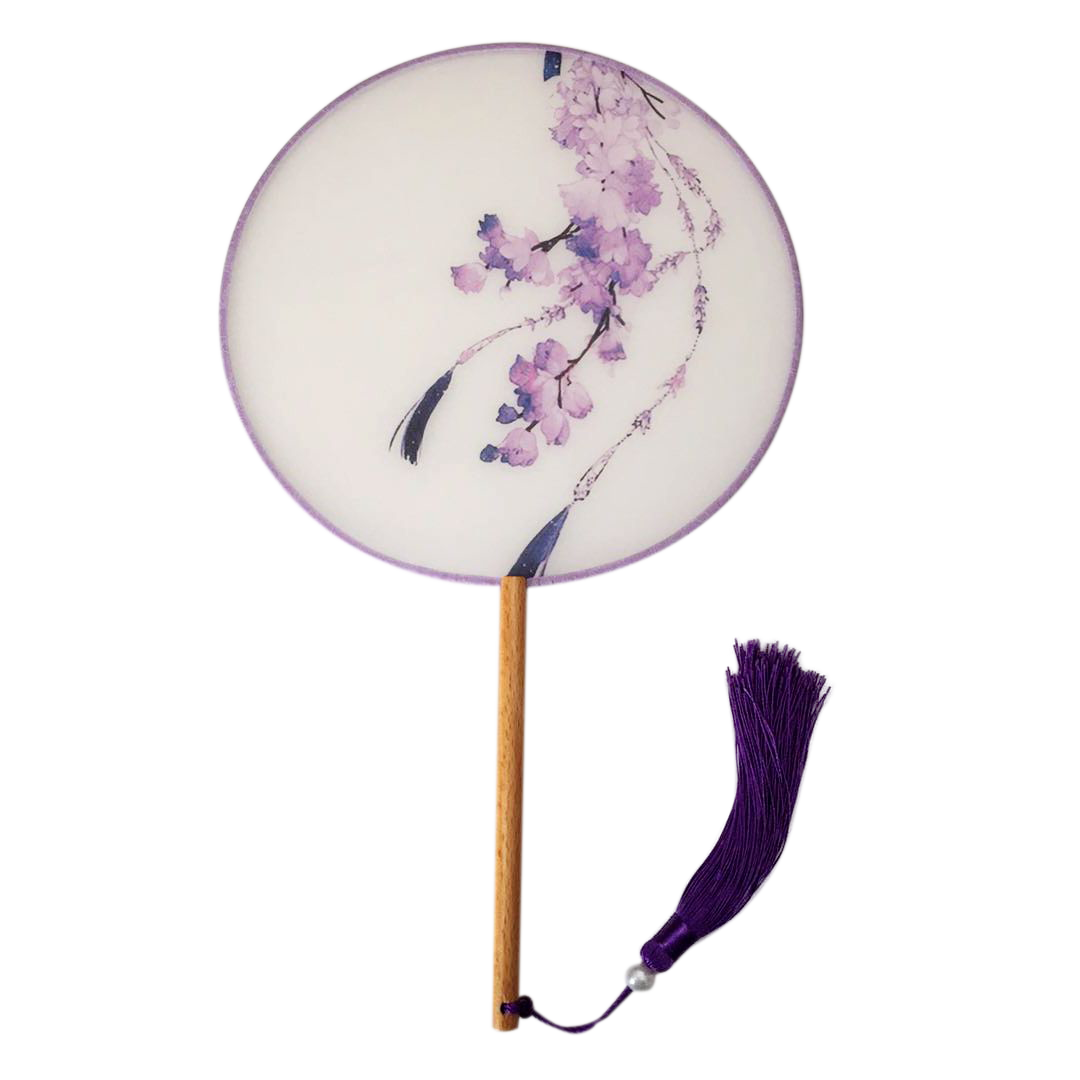 Chinese style Ancient style round fan Ancient Hanfu Mango Cheongsam dance fan Translucent women's double dough fan Tassel