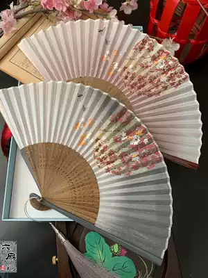 Japanese ancient style folding female bamboo Classical Chinese style dancing fan Folding fan Portable craft fan Cherry blossom
