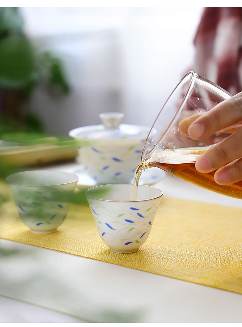 The Escape this hall tureen tea bowl of tea cups suit family jingdezhen porcelain bowl of a complete set of kung fu tea set