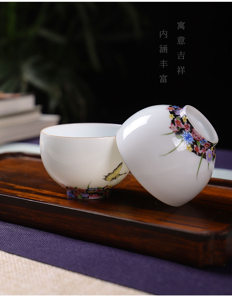 Jingdezhen escape ooze hall famille rose flower ceramic checking single master kung fu tea cup sample tea cup small tea cups